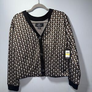 Andrew Marc Sport Geometric Button Down Sweater Size Medium NWT